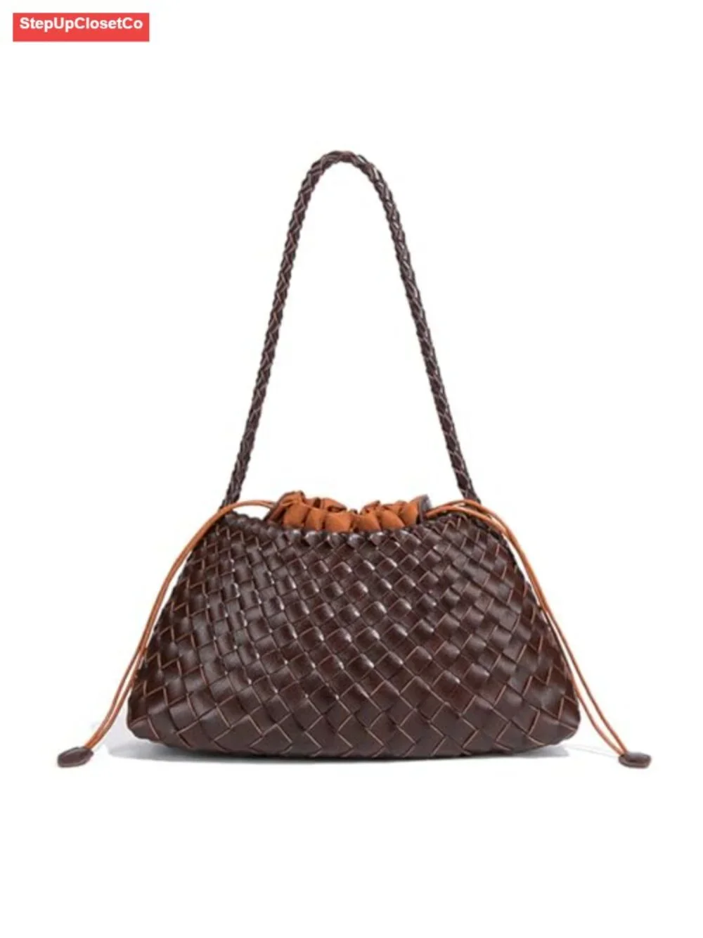 Vegan Leather Woven Hobo Bag - Slouchy Shoulder Tote